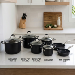 <b>Nonstick</b> Biryani <b>Pot</b> Cookware Set Aluminum Soup Stock <b>Pot</b> Pan Set with Glass Lid for Gas and Induction Kitchen Cooking - Product Image 1