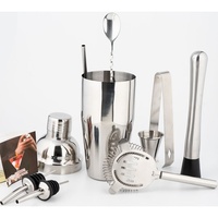 Ensemble de shaker à cocktails en acier inoxydable 9 pièces avec doseur, passoire, pilon, becs verseurs, kit de barman professionnel