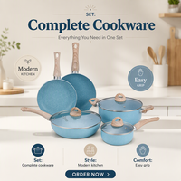 Ensemble de casseroles en aluminium classique de luxe avec revêtement antiadhésif en marbre, poêle à frire, casseroles, grand ensemble de casseroles
