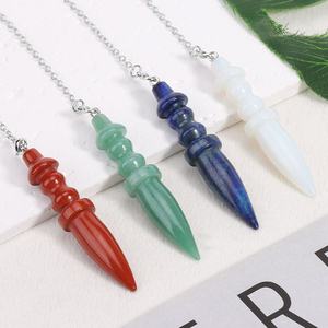 Pendentifs Pointe de Pierre Naturelle Chaude, Pendentifs Égyptiens en Cristal de Quartz pour la Divination, la <span class=keywords><strong>Radiesthésie</strong></span>, la Méditation Spirituelle PD023 - Product Image 4