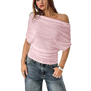 Top Sexy Monospalla Aderente da Donna, T-shirt Estiva 2026 Nuova con Maniche a Pipistrello, Abbigliamento alla Moda - Product Image 6