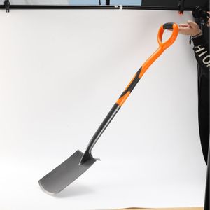 Bêche de jardin en acier inoxydable avec poignée en D, orange et noire, outil de jardinage extérieur - Product Image 5