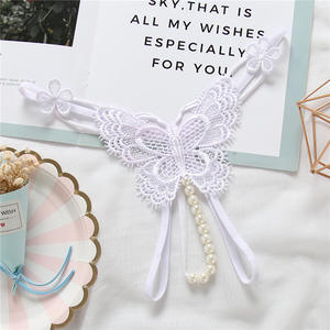 Seksi kelebek Crotchless açık kasık kız kadınlar Lady masaj inci külot bayanlar G-String iç çamaşırı ile Tanga külot - Product Image 4