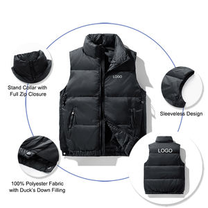 Tout dernier design de gilet pour hommes avec logo personnalisé rembourrage en duvet de canard vestes bouffantes pratiques pour l'extérieur sans manches - Product Image 2