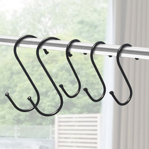 Black <b>S</b>-shaped <b>hooks</b> for kitchen meat preparation, steel ball head <b>S</b>-<b>hooks</b>, large, medium, and small sizes, stainless steel - Product Image 1