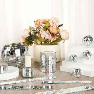 Nicro 4*100cm haute qualité auto-adhésif <span class=keywords><strong>petit</strong></span> carré verre mosaïque carreaux bricolage Disco balle fête décoration murale miroir autocollants - Product Image 2