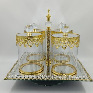 Support à gâteaux et coupelles à fruits en verre écologique FOSUN, design rotatif avec tête en métal, pour mariage et décoration intérieure, plateaux personnalisables - Product Image 1
