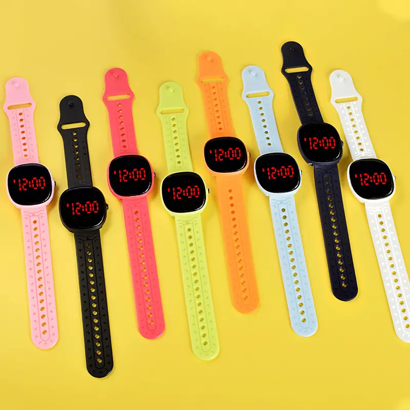 Candy LED Digital Watches for Child Square Waterproof Round Digital Sports Solid Color LED Electronic watch LW65