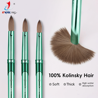 USA Offre Spéciale 100% Pure Kolinsky Cheveux Serti Rond Ongles Pinceau Manucure Poudre Ongles Brosse Acrylique Kolinsky Pinceaux