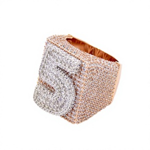 Fine Jewelry Brass 14K Gold Plated Rose Hip Hop <b>Ring</b> <b>Men</b> Women Luxury Customized Numbers Letters AAA Cubic Zircon Wedding Gift - Product Image 3