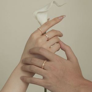 Dylam Classic Collection Silver Jewelry Rhodium Champagne Gold Plated Brushed Surface 5A Zircon <b>Couple</b> Lover Wedding Bridal <b>Ring</b> - Product Image 4