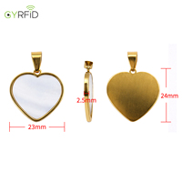 Collier pendentif cœur en acier inoxydable doré NFC 213 13,56 MHz NFC prêt à être expédié