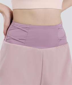 Women's High Waist Yoga Shorts Custom Logo Wholesale Two-Layer Polyester Board Shorts Loose Fit Woven Weaving Method - Product Image 4