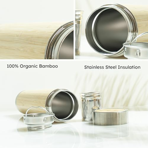 Thermos en bambou écologique de haute qualité, bouteille à thé en acier inoxydable avec infuseur, tasse durable - Product Image 4