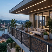 Panneau décoratif de balcon extérieur en alliage d'aluminium découpé au laser, garde-corps en métal, panneau d'intimité