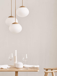 Candelabro de madera moderno con iluminación <span class=keywords><strong>indirecta</strong></span> Lámpara de cristal de leche colgante individual para instalación colgante de oficina en casa - Product Image 4