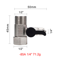 Robinet d'angle moderne à trois voies de 1/4 pouce, accessoire de robinetterie en acier inoxydable 304 avec poignée noire pour cuisine et salle de bain (eau froide)