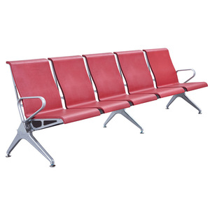 Sillas de espera, bancos para sala de espera, 4 asientos, rojos, acolchados, con reposabrazos, para hospital, aeropuerto, banco - Product Image 2
