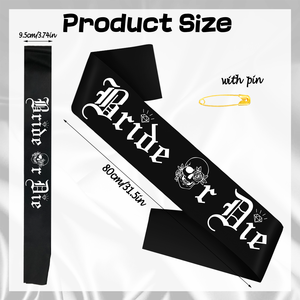 Fascia Nera in Raso 'Bride or Die' fino alla <span class=keywords><strong>Morte</strong></span>, Divertente Fascia per Addio al Nubilato, Fascia 'Bride to Be' per Festa Prematrimoniale - Product Image 2