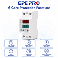 Protecteur de tension et de courant réglable EPEPRO 2P 100-450V, dispositif de protection contre les surtensions, les sous-tensions et les surintensités avec reconnexion automatique