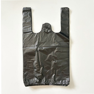 Sac gilet en plastique noir durable pour supermarchés, sacs d'emballage et sacs à main, vente en gros à prix abordable - Product Image 2