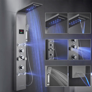 thumbnail image 2 of Stainless Steel LED Shower Panel System With Rainfall Head & Body Jets – Luxury Spa Feel At Home 2 of 11