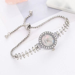 Reloj de cuarzo redondo de moda para mujer con esfera pequeña y pulsera ajustable Reloj de diamantes de imitación - Product Image 5