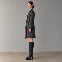 Manteau en laine tissée pour femme, élégant, mi-long, couleur unie, avec ceinture, vêtements de créateur, vêtements d'extérieur pour l'hiver