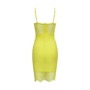 2020 Nouvelles Femmes Jaune Dentelle Bandage <span class=keywords><strong>Sexy</strong></span> Tube Robe Moulante - Product Image 2
