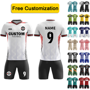 Conjuntos de Uniformes de Fútbol Personalizados con Logotipo, Números y Patrones, Unisex, Transpirables, para Competencia de Equipo, Entrenamiento, Secado Rápido, 100% - Product Image 1