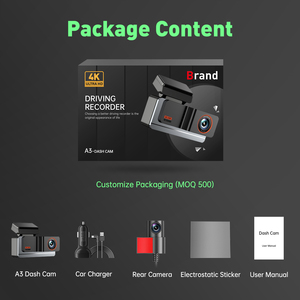 Caméra embarquée A3 5G Wifi avant et arrière 4K avec GPS, nouvelle caméra de tableau de bord pour voiture, carte SD 256 Go - Product Image 6