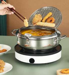 หม้อทอดน้ำมันลึก C293 สำหรับครัว พร้อมอุปกรณ์ทำอาหาร กระทะทอดเทมปุระ ควบคุมอุณหภูมิได้ ผลิตจากสแตนเลส สำหรับทอดไก่ - Product Image 4