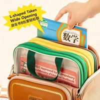 Sac de rangement pour documents en forme de L, 4 couches, grande capacité, sac à main en maille pour tutorat, sac de rangement pour devoirs d'étudiant avec blocs de couleur