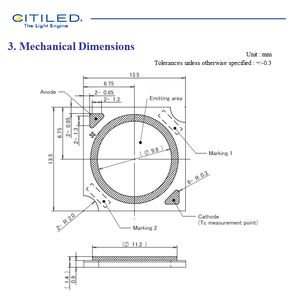 Puce LED COB haute puissance Citizens CLU028-1202C4-303H7M5-F13000k 4000K blanc chaud 97CRI 705LM 34V - Product Image 6