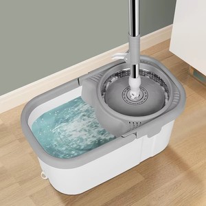 Juego de fregona de limpieza Circular sin lavado a <span class=keywords><strong>mano</strong></span> para uso doméstico, limpieza giratoria de 360 grados, Fregona seca y húmeda de doble uso - Product Image 5