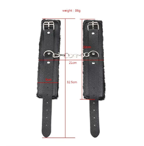 Équipement de bondage BDSS SM, menottes en cuir sexy noir, rouge et violet avec chaîne de retenue, imperméables et écologiques - Product Image 5