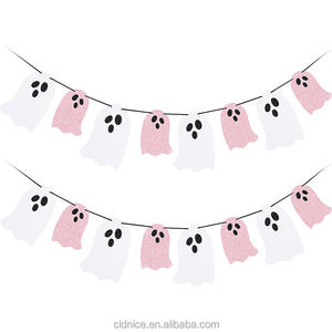 Belle fantôme et <span class=keywords><strong>blanc</strong></span> scintillant Halloween fête bannière décoration pour maison hantée manteau décor à la maison décoration murale - Product Image 1