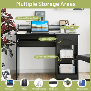 Mesa de ordenador portátil de madera maciza DB, escritorio portátil y plegable para ordenador con cajón de almacenamiento y bandeja para teclado para uso en oficina o dormitorio - Product Image 2