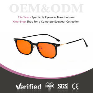 <span class=keywords><strong>Gafas</strong></span> de Juego con Lentes Transparentes Rojo Anaranjado, Anti-Reflejantes, de PC HD, con Bloqueo de Luz Azul, de Metal TR90, Modernas, al por Mayor - Product Image 1