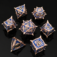 Ensemble de dés de jeu de rôle D&D en métal à pointes, 7 pièces, motif sang éclaboussant argenté, dés polyédriques ornés pour Dungeons & Dragons, jeu de société RPG, cadeau