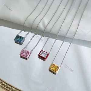 Dylam New Collection Jewelry Colorful Sterling Silver 925 18K Gold Plated Necklace 5A ;Pink Zircon Necklace for Christmas <b>Gifts</b> - Product Image 4