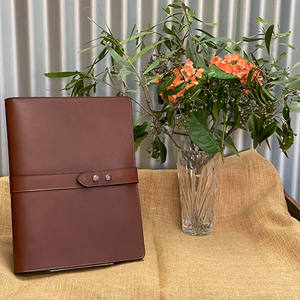 Premium Brown Leather Portfolio Organizer with Zipper Professional Document <b>Folder</b> with Clipboard <b>Card</b> Holder - Product Image 1