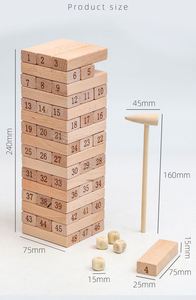 Jeu de construction familial classique en bois de hêtre naturel avec chiffres - Product Image 6
