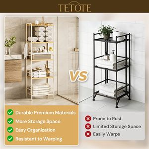 Estante de almacenamiento metálico de 5 niveles SENYU para baño con estantes de madera, organizador de toallas que ahorra espacio para baños - Product Image 6
