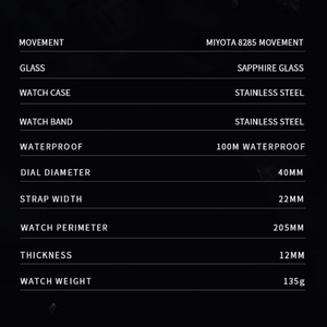 CADISEN – montre mécanique de luxe pour hommes, cadran en météorite, automatique, semaine, 100M, mouvement japonais MIYOTA 8285, horloge pour homme - Product Image 2