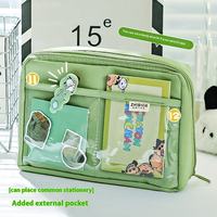 Étui à crayons vert à 12 compartiments grande capacité pour garçons et filles, sac à crayons en toile pour fournitures scolaires et cadeaux de bienvenue