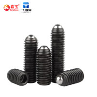 Boule noire en acier au carbone, pilier à ressort à extrémité plate, plongeur à bille en acier, vis à tête hexagonale, vis sans tête