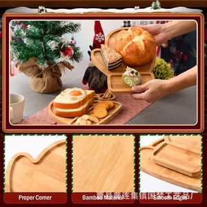 Bandeja navideña de madera con forma de gorro y manopla de Papá Noel, bandeja decorativa para servir bocadillos y postres en fiestas. - Product Image 3