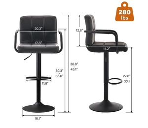 Vente flash 360 ° Tabourets <span class=keywords><strong>de</strong></span> <span class=keywords><strong>bar</strong></span> pivotants <span class=keywords><strong>avec</strong></span> dossier et accoudoirs, chaises <span class=keywords><strong>de</strong></span> cuisine modernes noires pour <span class=keywords><strong>bar</strong></span>, café, comptoir, maison, meubles <span class=keywords><strong>de</strong></span> <span class=keywords><strong>bar</strong></span> <span class=keywords><strong>pas</strong></span> chers - Product Image 6