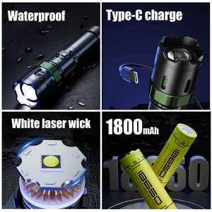 CITICITY LED ไฟฉายอเนกประสงค์แบบสว่างปรับโฟกัสได้ 4 โหมดเลเซอร์วิคเดินป่าตั้งแคมป์ฉุกเฉิน-แสงที่แข็งแกร่ง - Product Image 3